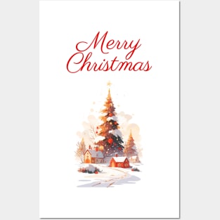 Merry Christmas decorated tree Posters and Art